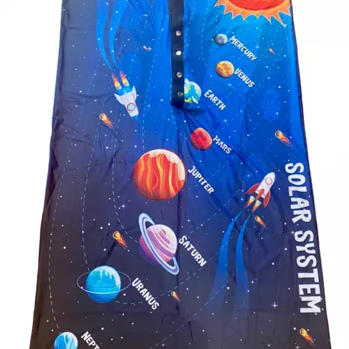 Body sock in a planet design shown lying flat
